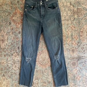 Rag & Bone high rise ankle skinny jeans distressed light wash